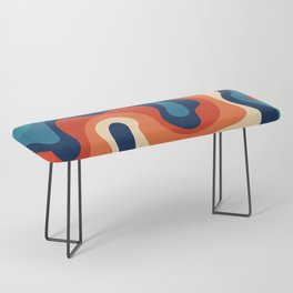 Fluid Swirl Waves Abstract Nature Art In Retro 70s & 80s Color Palette Bench