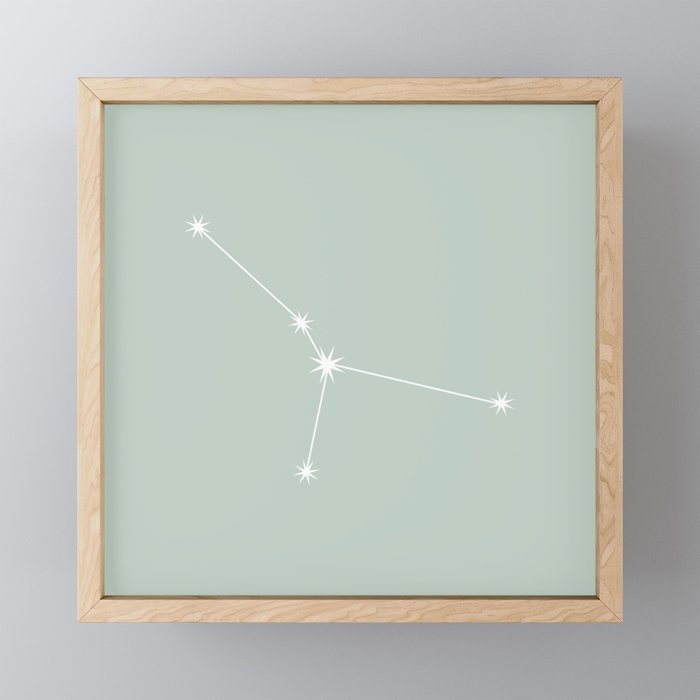CANCER Sage Green – Zodiac Astrology Star Constellation Framed Mini Art Print