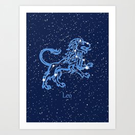 Leo Constellation and Zodiac Sign with Stars Kunstdrucke