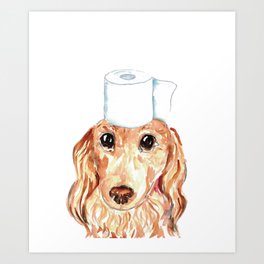 Dachshund dog toilet Painting Art Print
