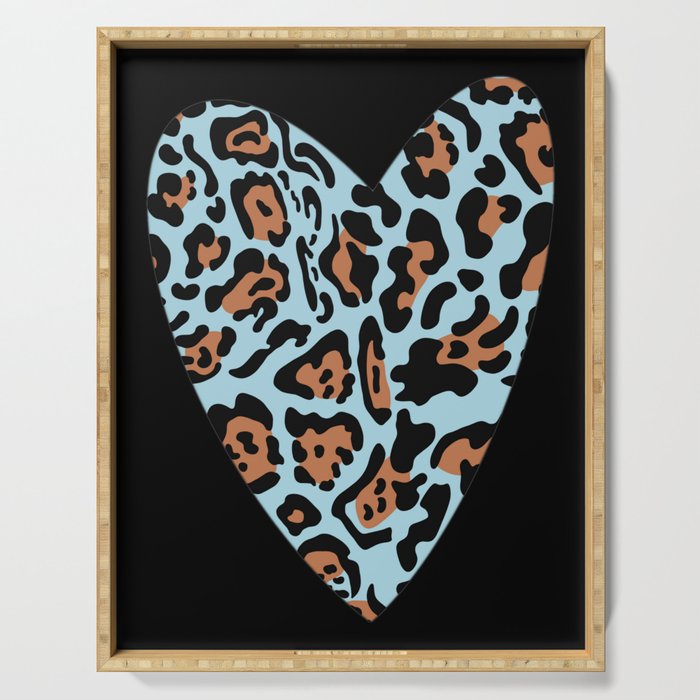 Leopard heart blue Serving Tray