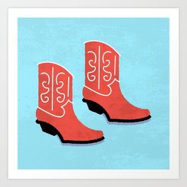 Vintage Red Cowboy Boots Art Print