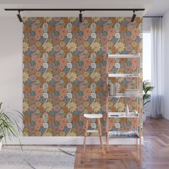 Soft Boho Flower Pattern  Wall Mural