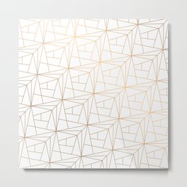 Geometric Gold Pattern With Gold Shimmer On White Metal Print