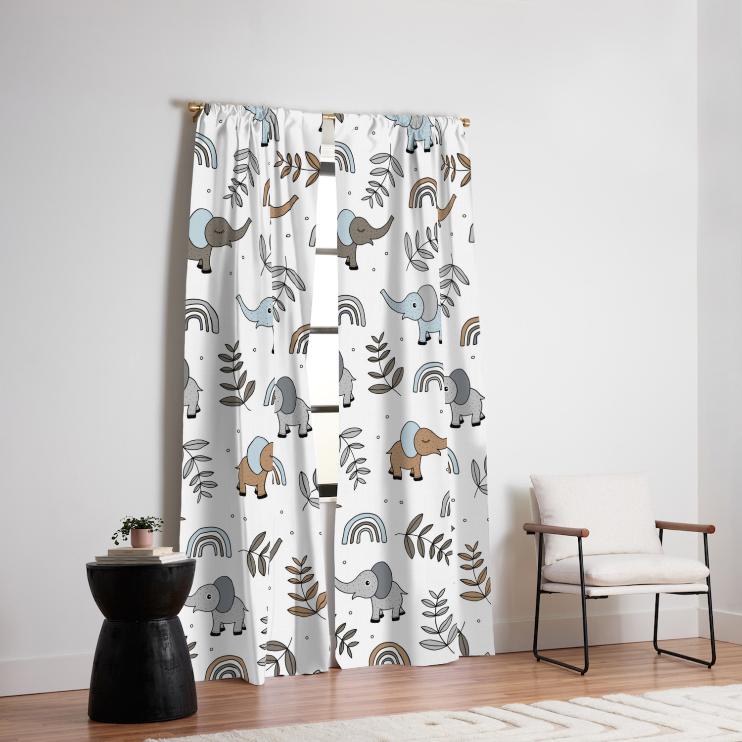 Little Elephant Safari Rainbow Love Neutral Nursery Blackout Rainbow Love Neutral Nursery Blackout