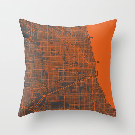 Chicago map Throw Pillow