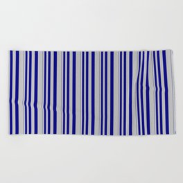 [ Thumbnail: Blue & Grey Colored Stripes Pattern Beach Towel ]