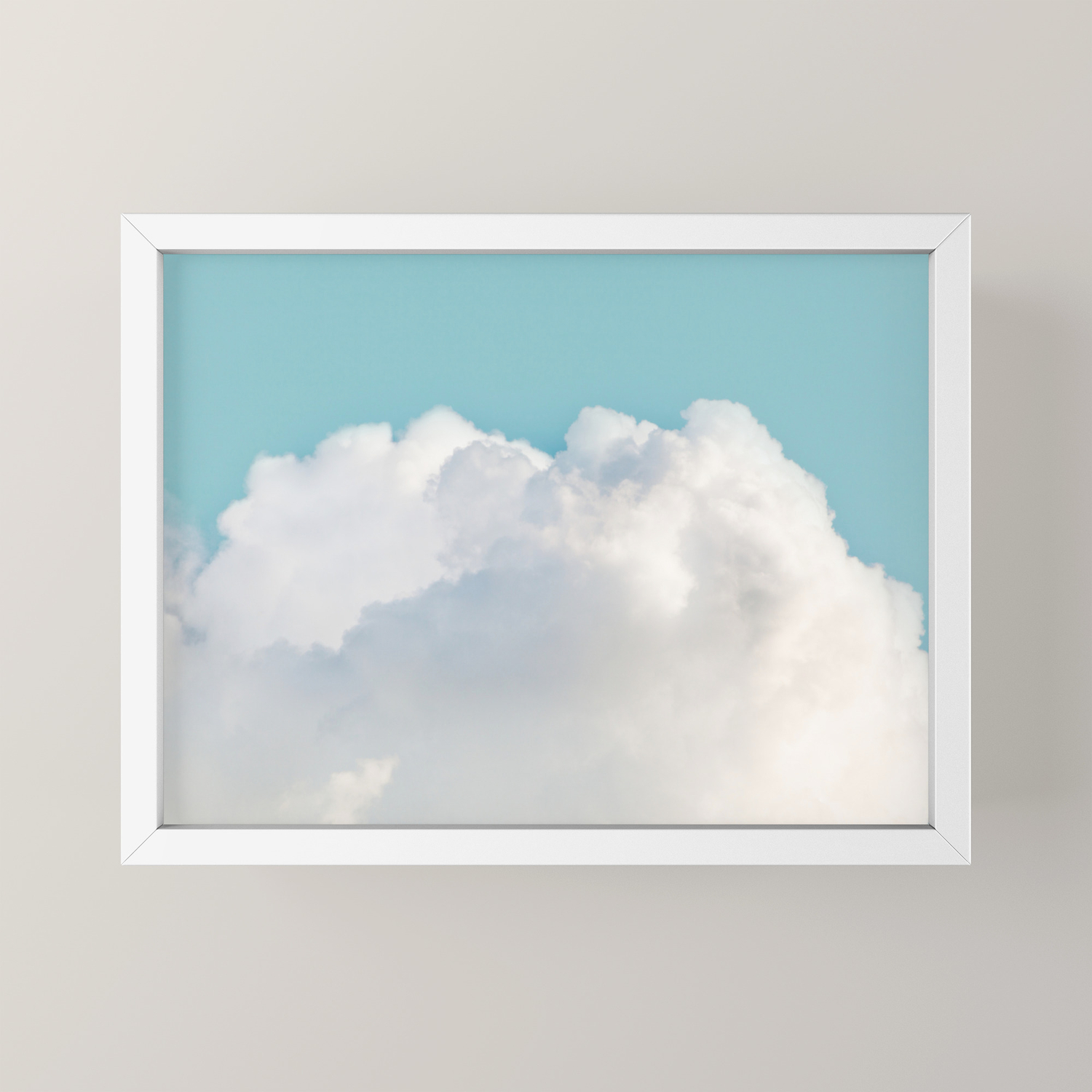 Cotton Clouds Teal Sky Framed Mini Art Print By Lisabonowicz Society6