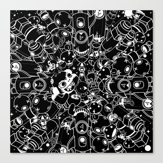 For Good For Evil - Black on White Canvas Print