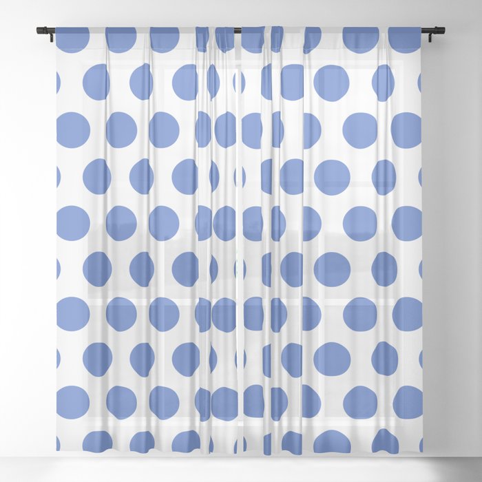 White Polka Dots 771 Sheer Curtain, Blue Polka Dot Sheer Curtains