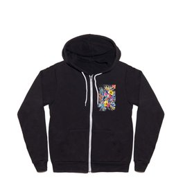 abstract floral pattern: blue and yellow Zip Hoodie