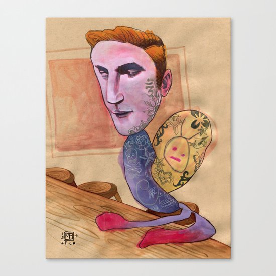 TATTOOED SNAIL DUDE Canvas Print