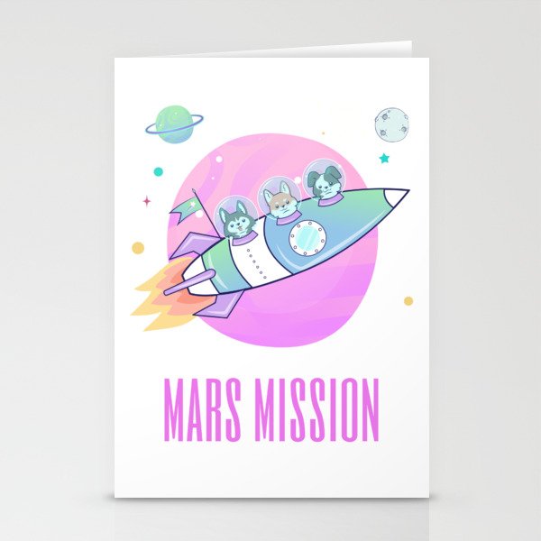 Dogs In Space On Mars Mission Stationery Cards