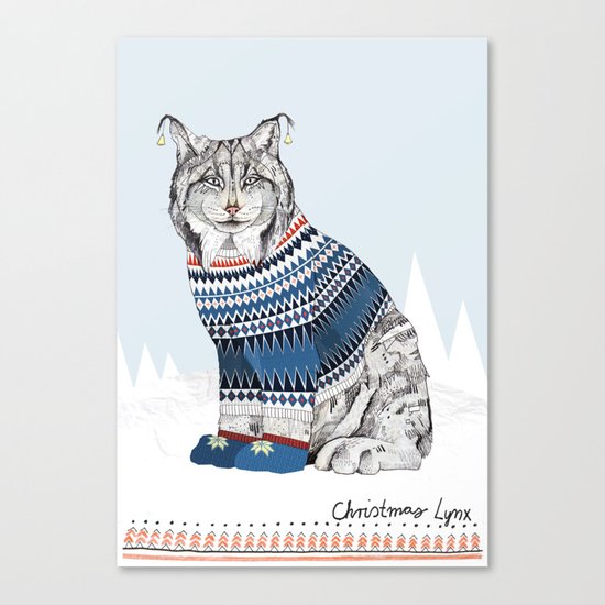 Christmas Lynx // Festive Furries No.1 Canvas Print