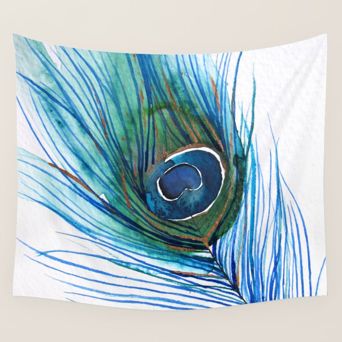 Peacock Feather I Wall Tapestry by Christine Lindstrom Society6