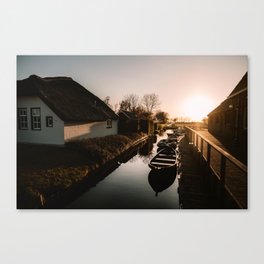 Sunset canals Giethoorn Canvas Print