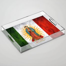 rose • Mexico • flowers • sun • flag • Madonna • Maria • Regina Mundi • Saint Mary • Virgin of Guadalupe Acrylic Tray