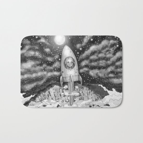 Running Away From Home In A Rocket Ship Bath Mat