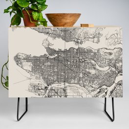 Vancouver, Canada - Black and White City Map - Aesthetic Credenza