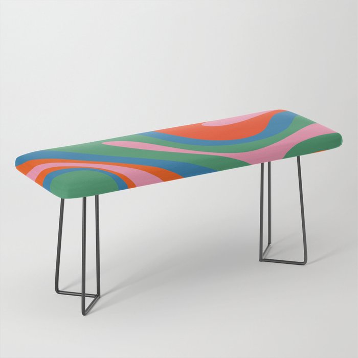 Mod Swirl Retro Abstract Pattern in Rainbow Pop Colors Bench