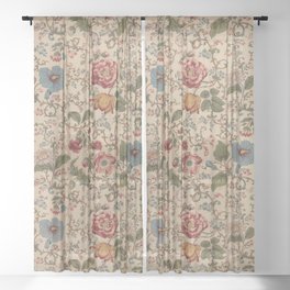 Antique Swirling Floral Chintz  Sheer Curtain