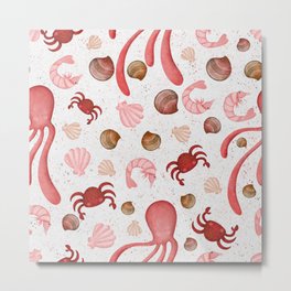 Octopus red pattern Metal Print | Ink, Acrylic, Octopus, Procreate, Oil, Sealife, Digital, Painting, Pop Art, Watercolor 