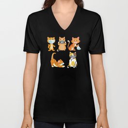 Cat Mask V Neck T Shirt