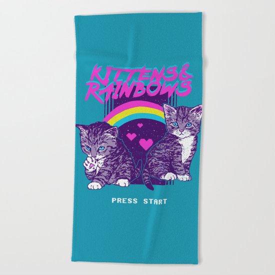 Kittens & Rainbows Beach Towel