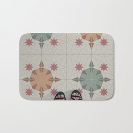 The floor of my aunt's house Bath Mat | Ceramic, Drawing, Tiles, Digital, Mediterranean, Spain, Retro, Vector, Architecture, Surface 