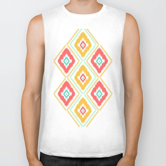 Zig Zag Ikat (white) Biker Tank