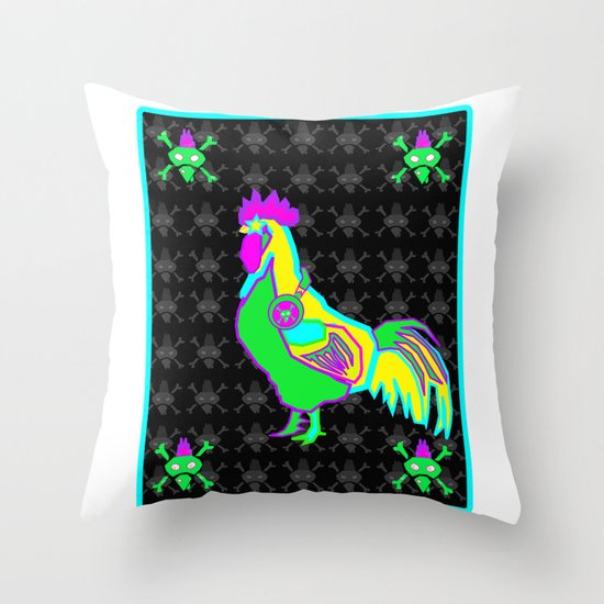 dubstep rooster Throw Pillow