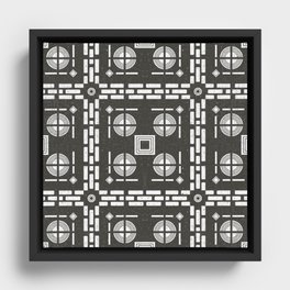 Mediterranean Pattern 10 - Tile Pattern Designs - Geometric - Grey - Ceramic Tile - Surface Pattern Framed Canvas