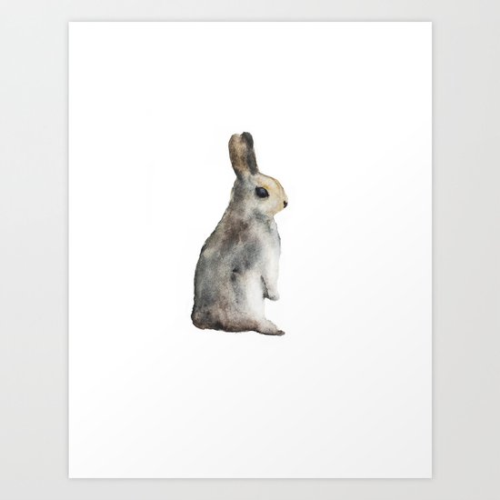 Watercolor rabbit Art Print