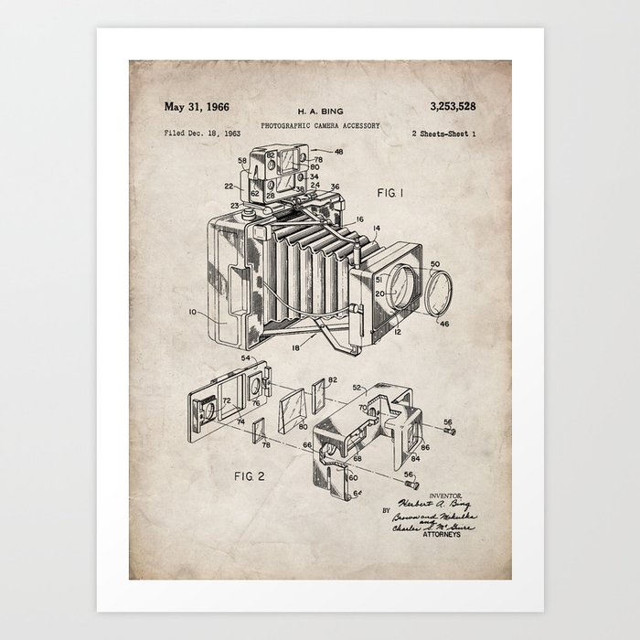 Set of 2 Vintage Camera Patents Gift Photographer Art Poster Print Framed