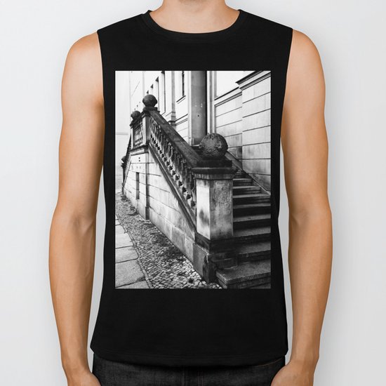 Sandstone staircase black and white image Biker Tank