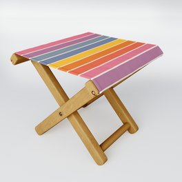 Colorful Retro 70s Abstract Stripes Folding Stool