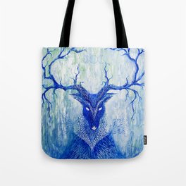 Cernunnos Wicca Pagan Celtic Old God, Whimsical blue deer painting, Forest wild animal shaman spirit Tote Bag