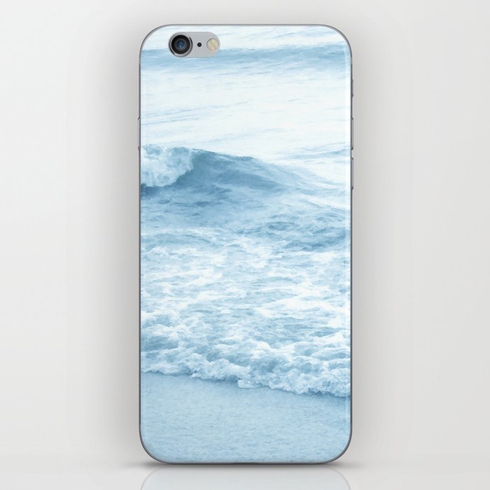Baby blue waves crashing  on the sea beach iPhone Skin