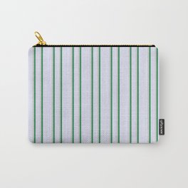 [ Thumbnail: Lavender, Light Gray & Sea Green Colored Pattern of Stripes Carry-All Pouch ]