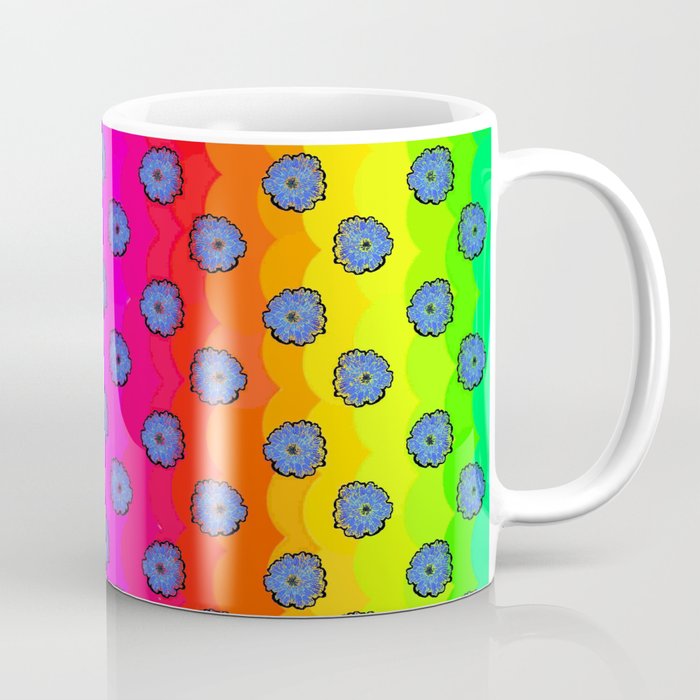 Rainbow and blue flowers Coffee Mug