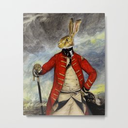 Military Hare, Basil Stag Hare art print Metal Print | Painting, Animal, Mixed Media, Illustration 