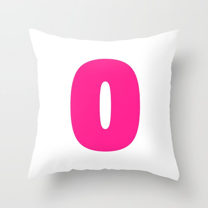 0 (Dark Pink & White Number) Throw Pillow