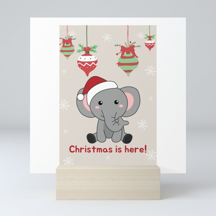 Elephant Christmas Snow Winter Animals Elephants Mini Art Print
