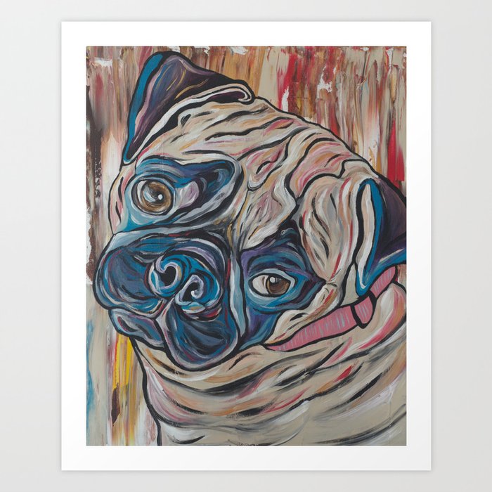Colorful Pug Portrait Art Print