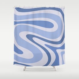 Retro Swirls Periwinkle Blue Abstract Shower Curtain