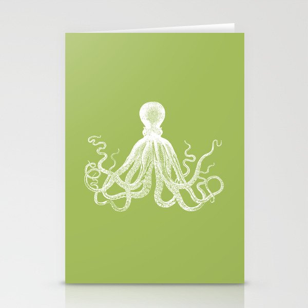 Octopus in Spring Green Stationery Cards