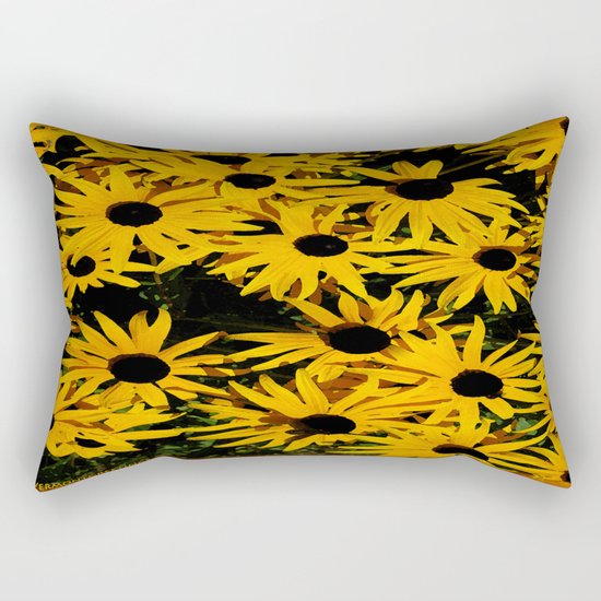 Sunshine Black Eyed Susan Flower Blossoms Rectangular Pillow