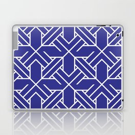 Navy Blue Tiles Retro Pattern Tiled Moroccan Art Laptop Skin