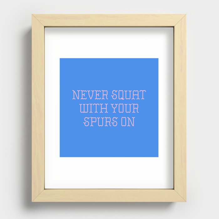 Cautious Squatting, Pink and Blue Recessed Framed Print