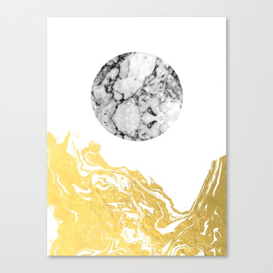 Bekke - abstract minimal white and gold modern art print canvas wall art for trendy urban minimalist Canvas Print